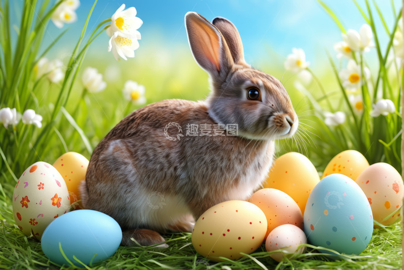 高清大图下载【趣麦麦图】复活节兔子与彩蛋