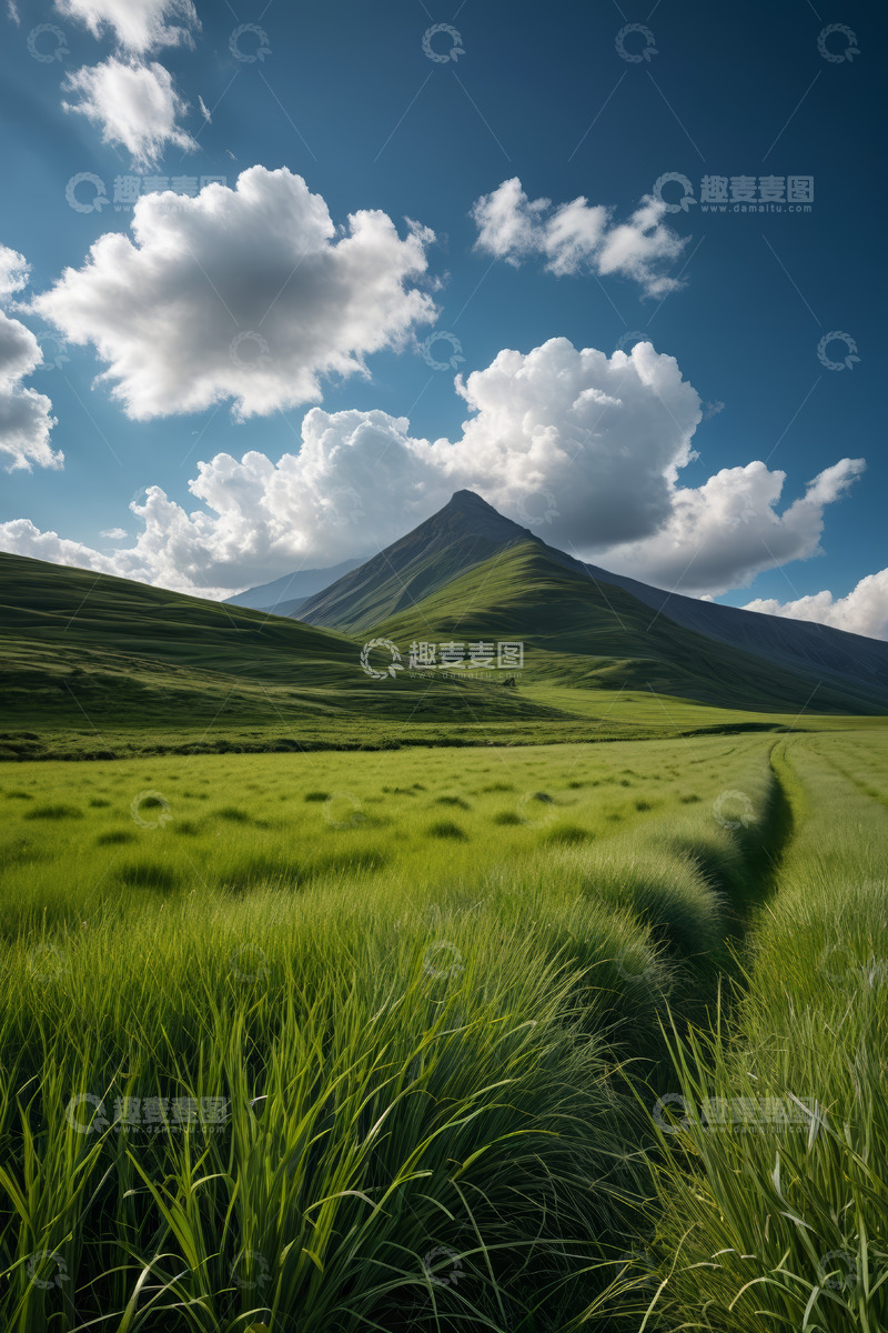 高清大图下载【趣麦麦图】草原山丘与蓝天白云风景