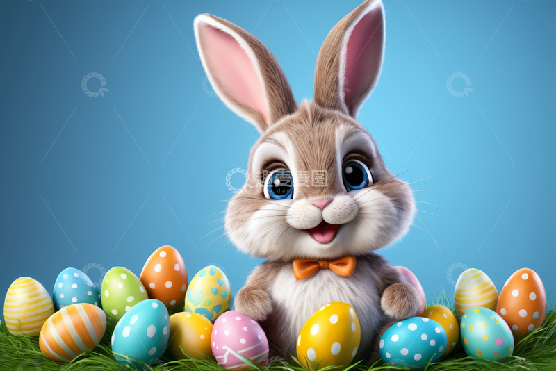 高清大图下载【趣麦麦图】复活节兔子与彩蛋