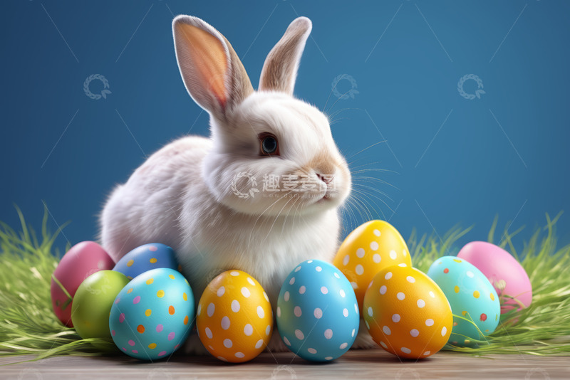 高清大图下载【趣麦麦图】复活节兔子与彩蛋素材