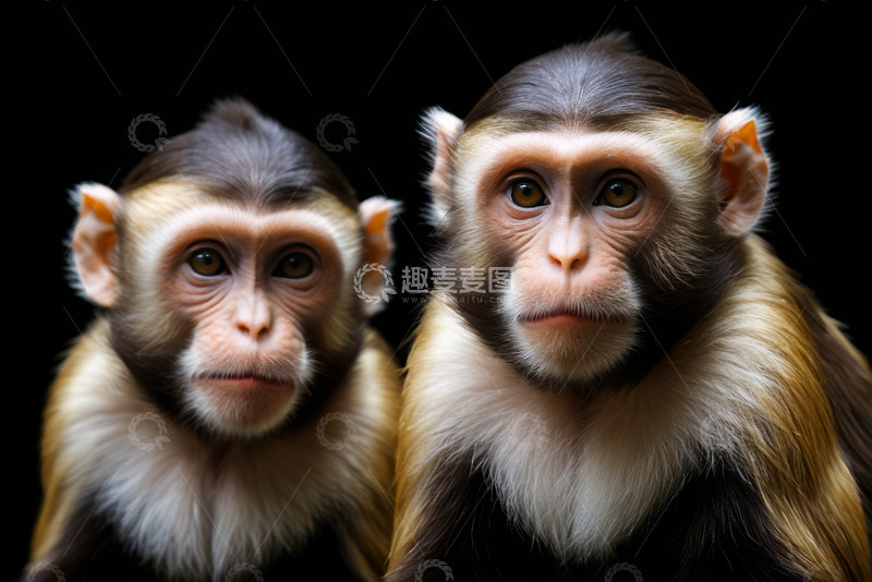 高清大图下载【趣麦麦图】两只猴子特写