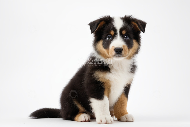 高清大图下载【趣麦麦图】三色小狗正坐特写