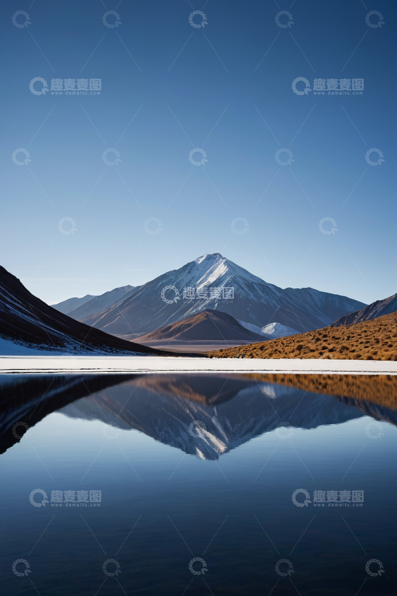 高清大图下载【趣麦麦图】雪山湖泊自然风光全景