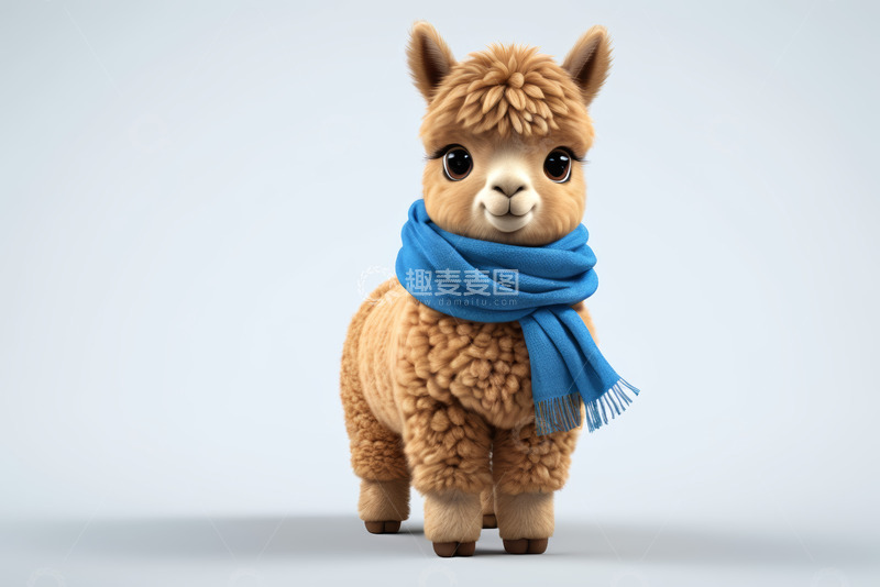 高清大图下载【趣麦麦图】戴围巾的可爱羊驼形象