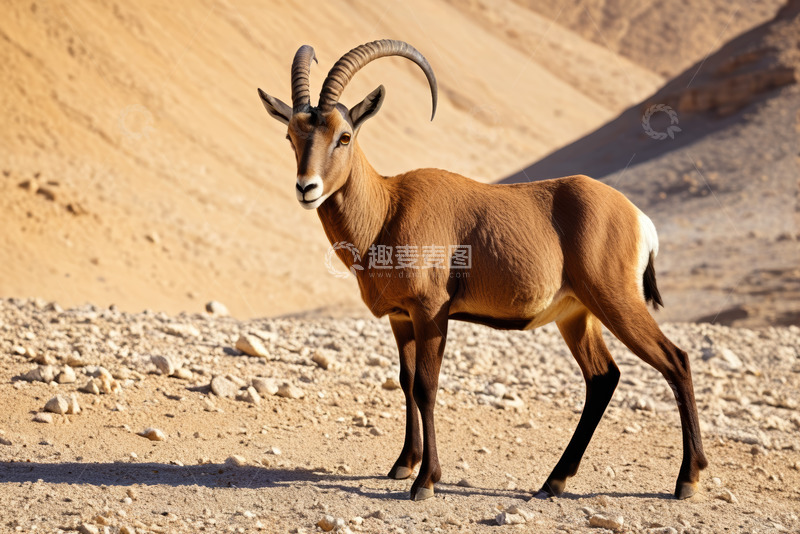 高清大图下载【趣麦麦图】沙漠中的盘羊特写