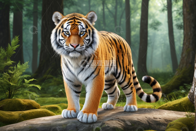 高清大图下载【趣麦麦图】森林中的老虎