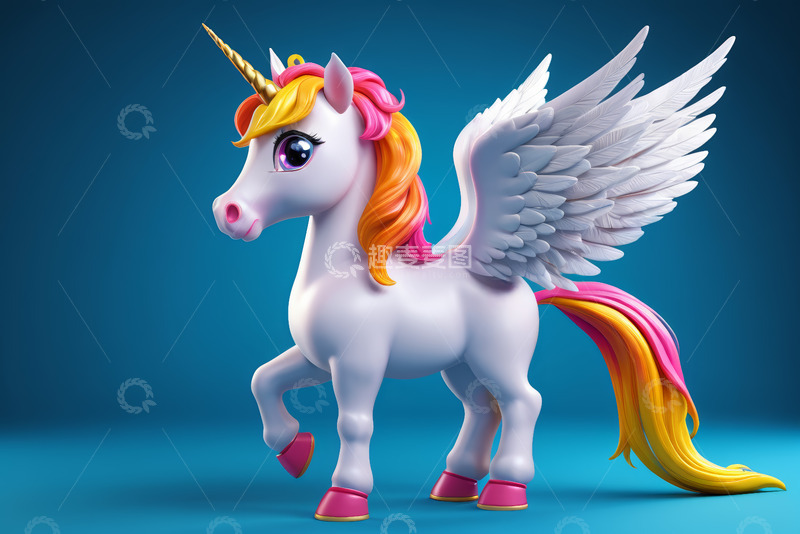 高清大图下载【趣麦麦图】卡通独角兽3D形象
