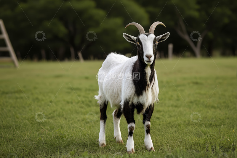 高清大图下载【趣麦麦图】草地上站立的山羊