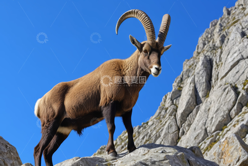 高清大图下载【趣麦麦图】岩石上站立的野生山羊