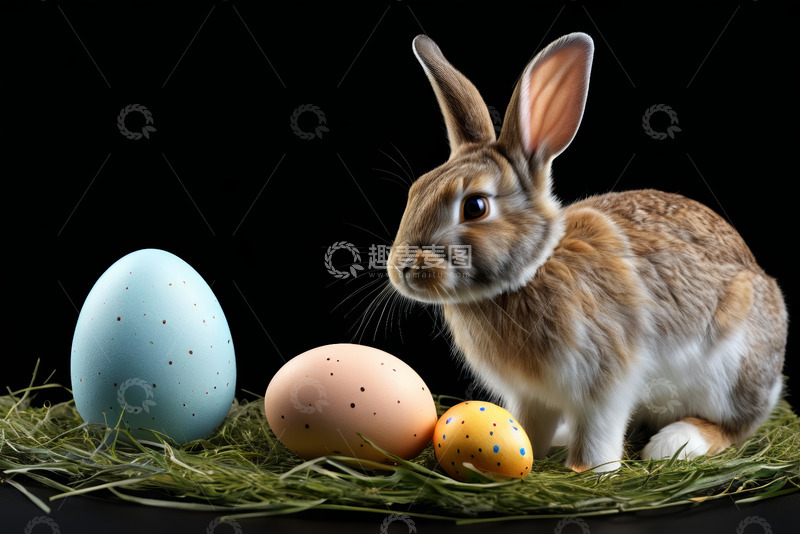 高清大图下载【趣麦麦图】兔子与彩蛋特写画面