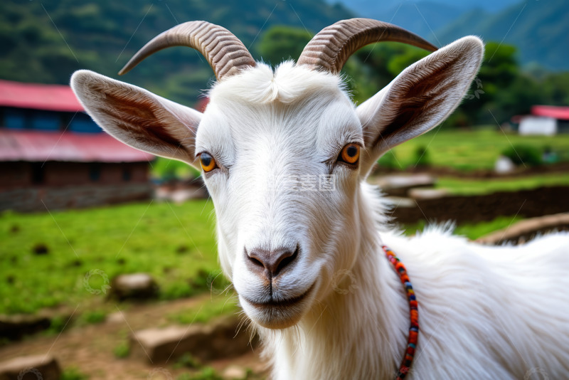 高清大图下载【趣麦麦图】农场中特写的白色山羊