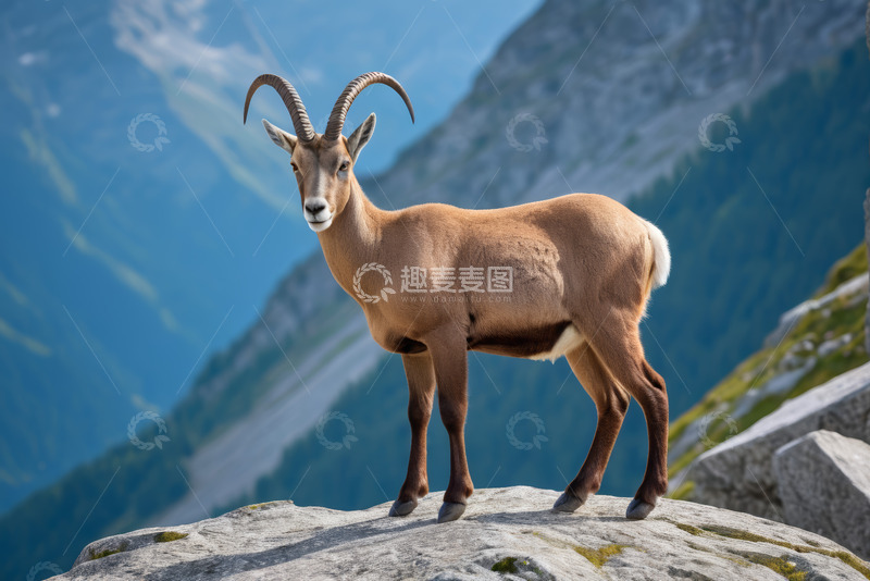 高清大图下载【趣麦麦图】山巅站立的野生山羊
