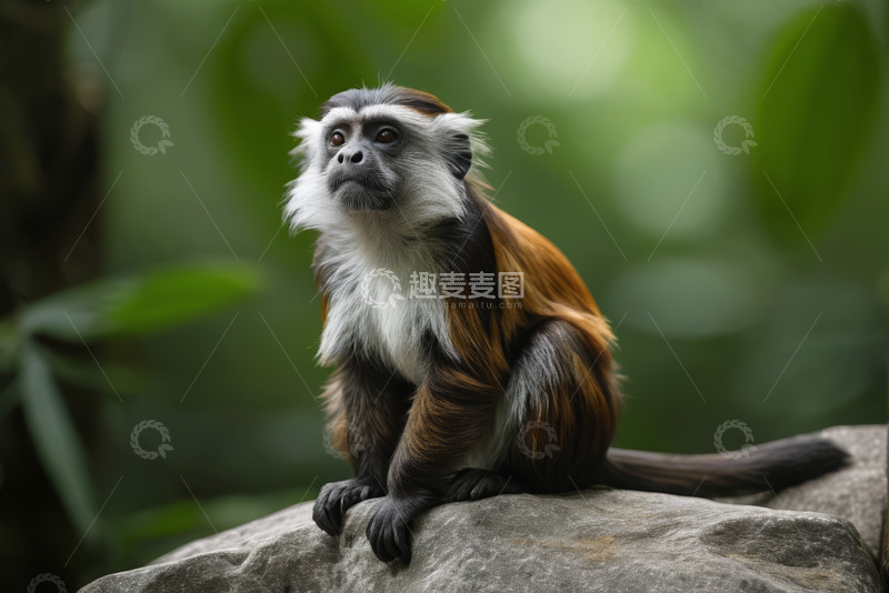 高清大图下载【趣麦麦图】猴子坐于岩石的自然场景