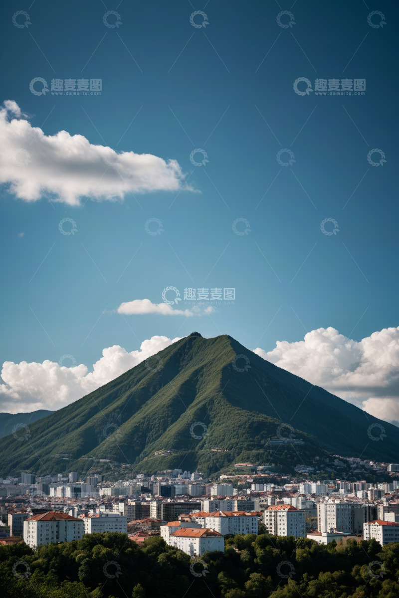 高清大图下载【趣麦麦图】城市与山的风景全景