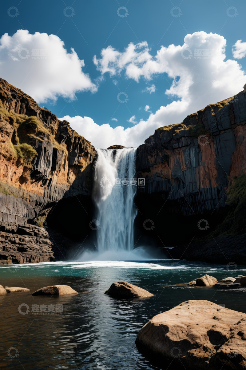 高清大图下载【趣麦麦图】壮丽自然瀑布景观