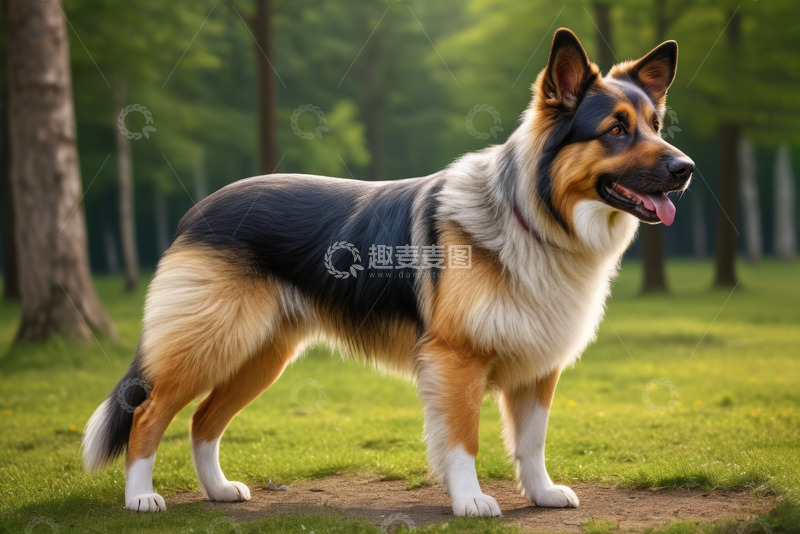 高清大图下载【趣麦麦图】森林中的德国牧羊犬