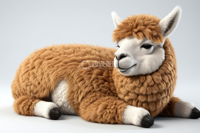 高清大图下载【趣麦麦图】趴着的可爱羊驼