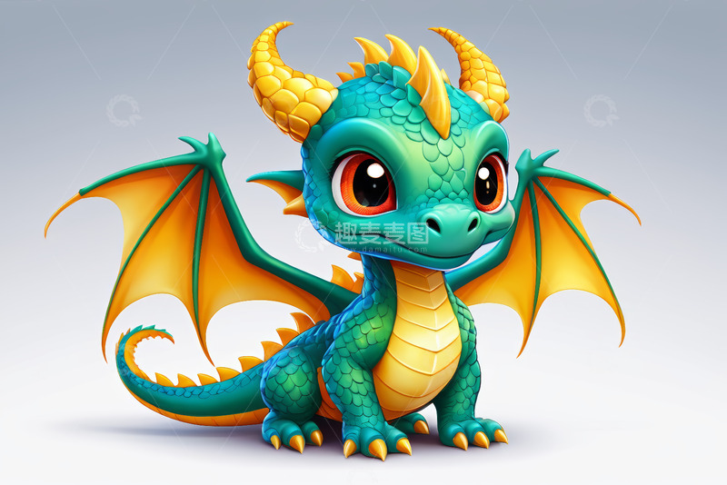 高清大图下载【趣麦麦图】可爱卡通小龙形象素材
