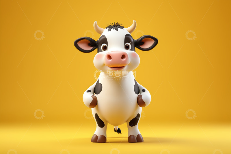 高清大图下载【趣麦麦图】卡通奶牛形象素材