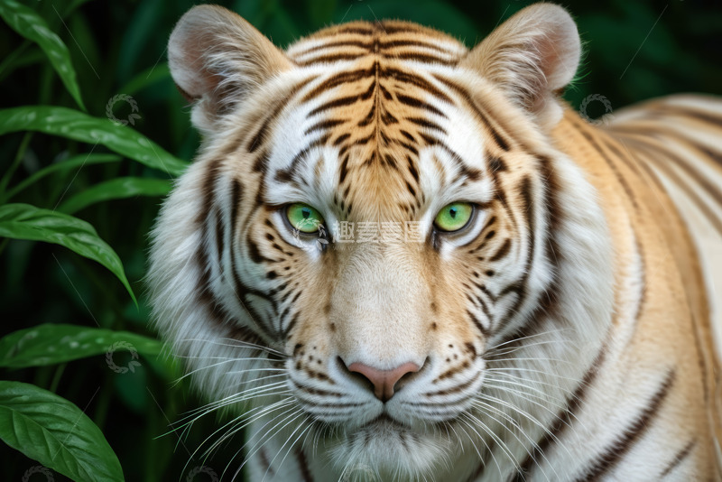 高清大图下载【趣麦麦图】特写老虎绿眼直视镜头