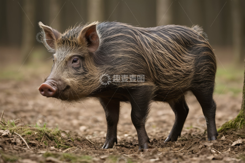 高清大图下载【趣麦麦图】野外站立的小野猪
