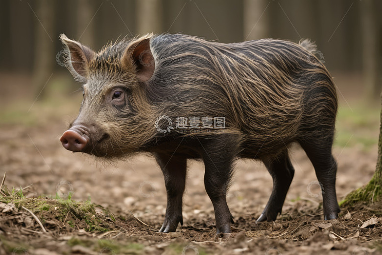 野外站立的小野猪