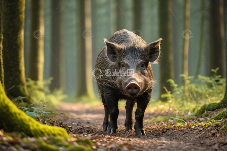 森林中的野猪特写