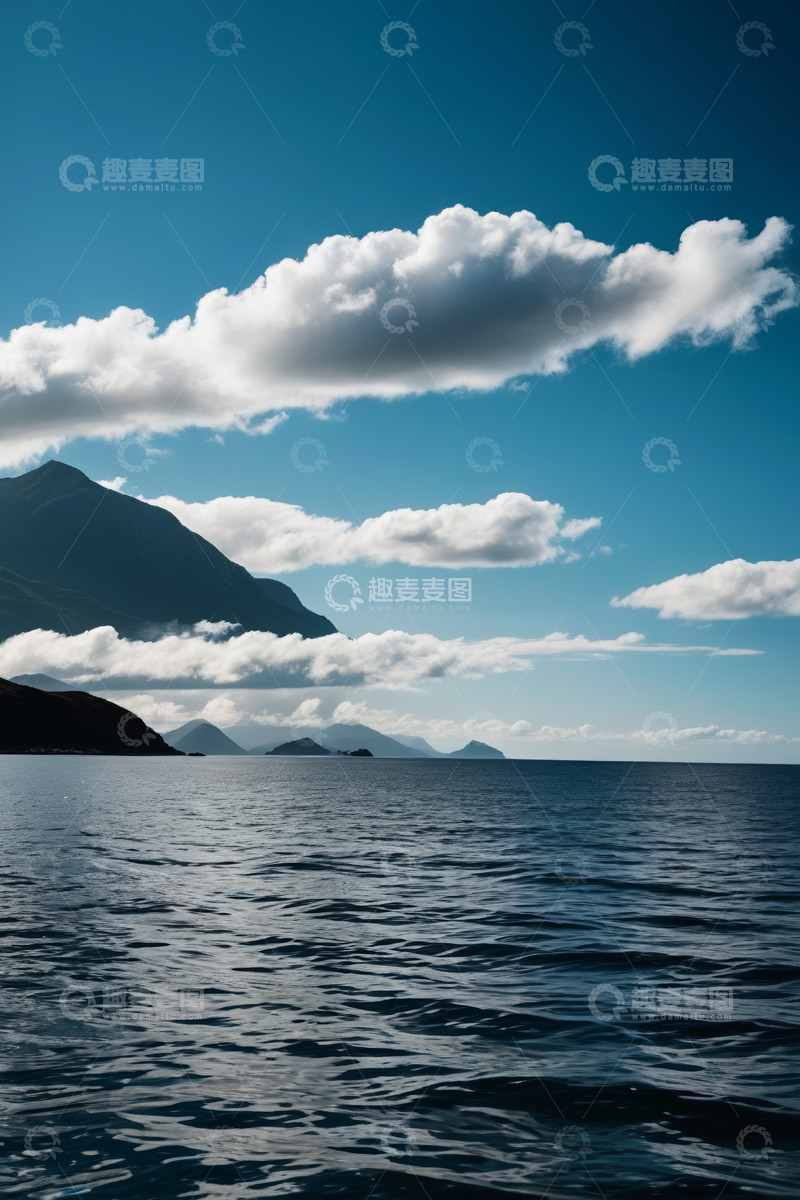 高清大图下载【趣麦麦图】山海间蓝天白云海景