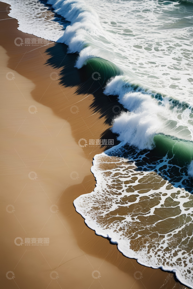 高清大图下载【趣麦麦图】海浪拍打沙滩自然景象
