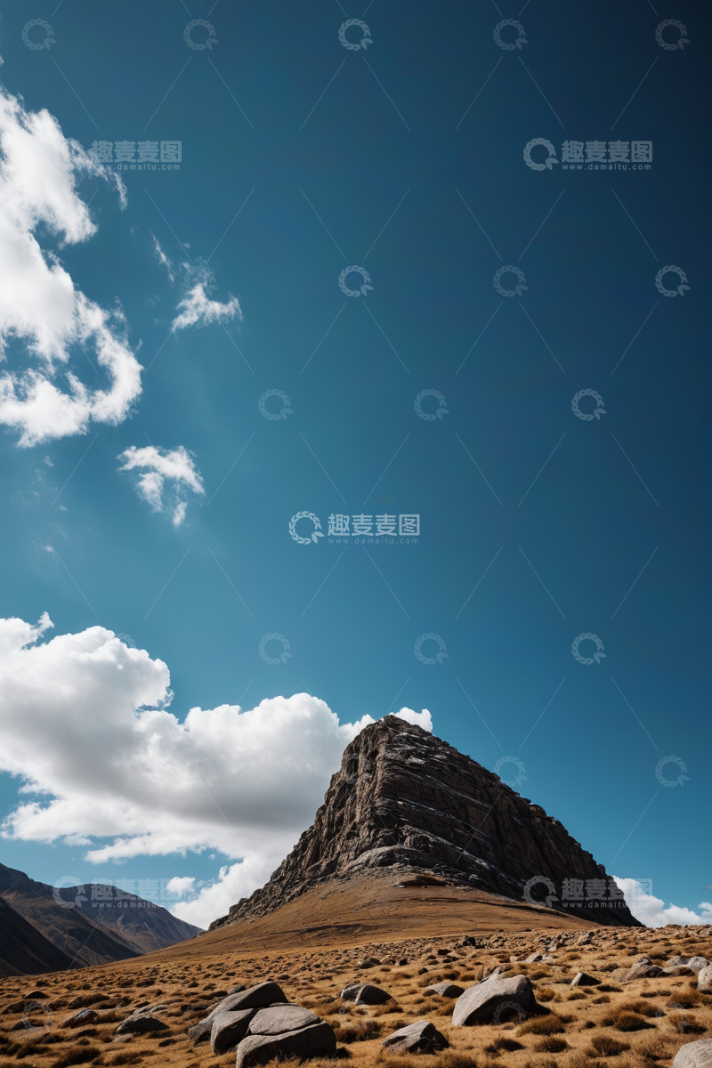 高清大图下载【趣麦麦图】蓝天白云下的山景风光