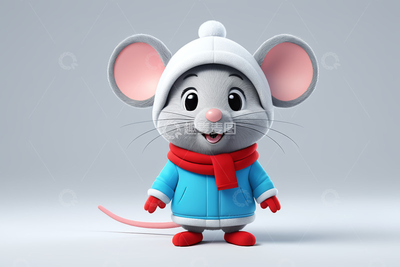 高清大图下载【趣麦麦图】穿着冬装的卡通老鼠形象