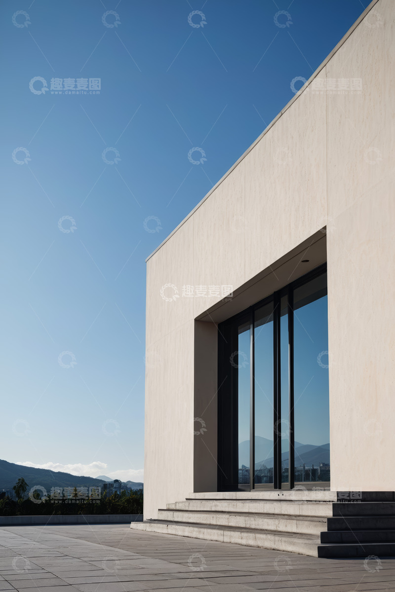 高清大图下载【趣麦麦图】现代建筑外观与远山景观