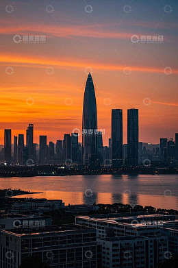 深圳城市风光日落全景