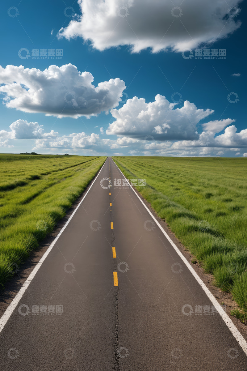 高清大图下载【趣麦麦图】旷野中的笔直公路
