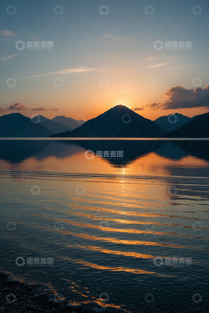 高清大图下载【趣麦麦图】湖光山色日落美景