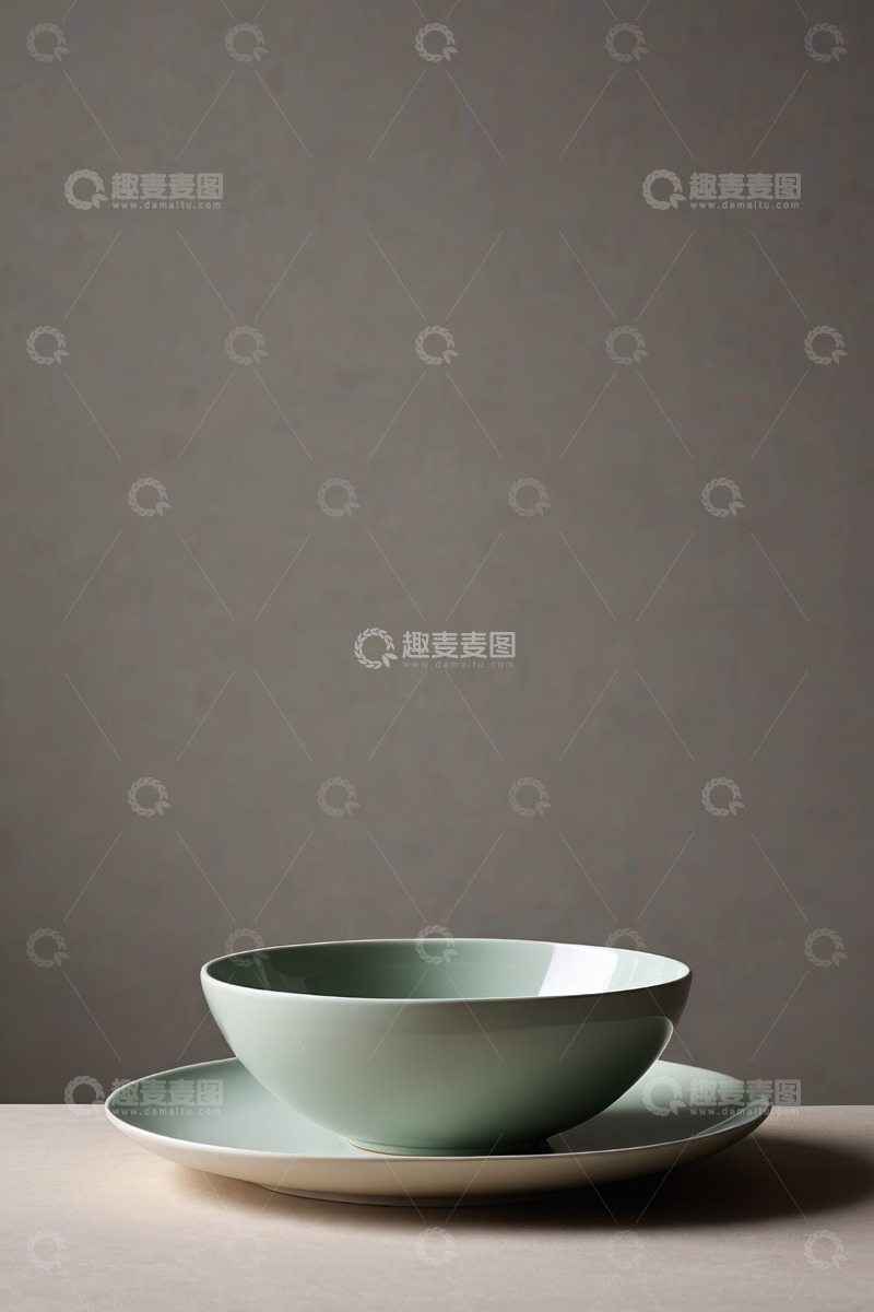 高清大图下载【趣麦麦图】浅绿色碗碟静物素材