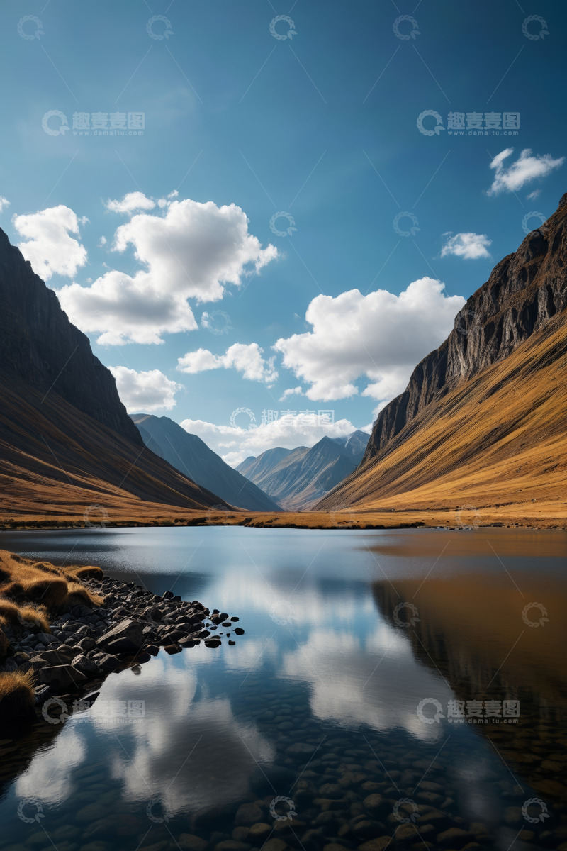 高清大图下载【趣麦麦图】山谷间平静湖泊自然风光