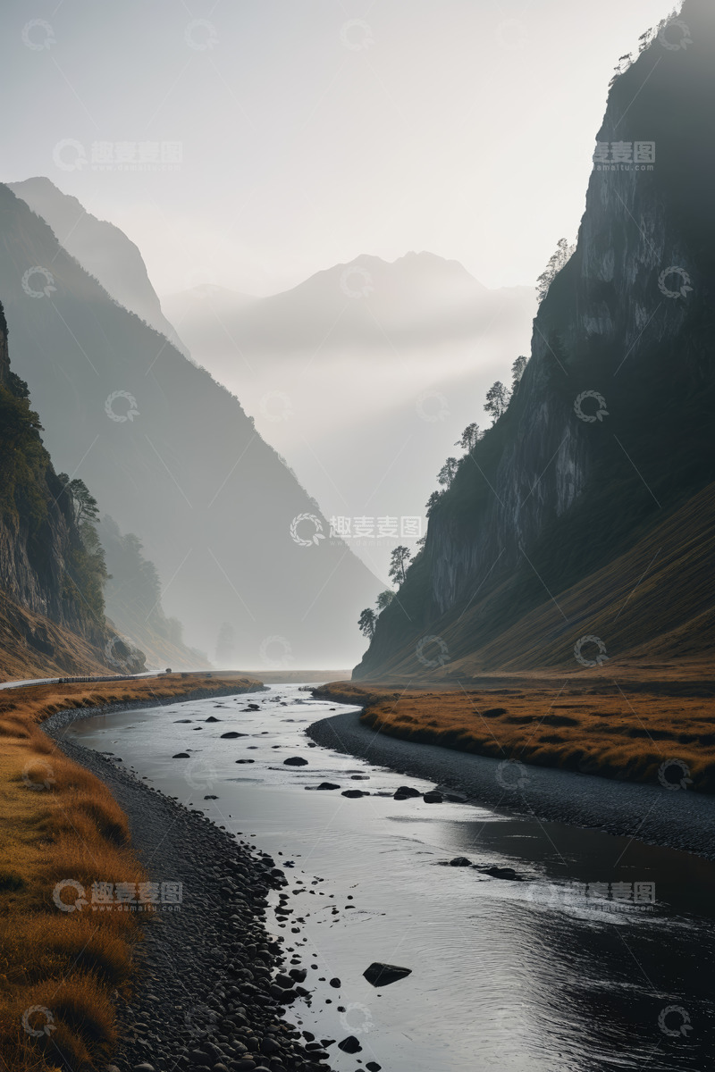 高清大图下载【趣麦麦图】山谷间河流自然风光