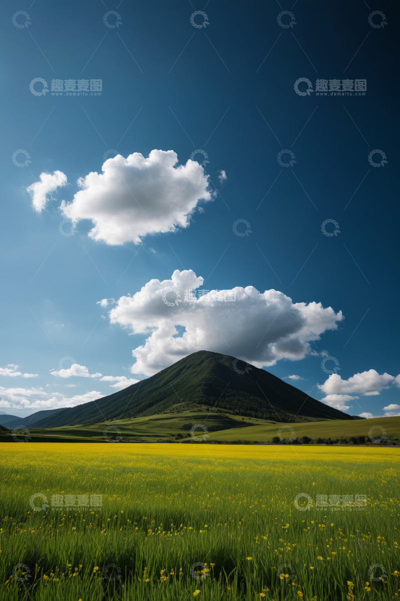 高清大图下载【趣麦麦图】田野山丘与蓝天白云自然风光