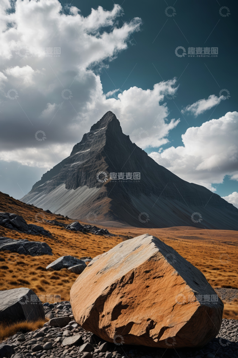 高清大图下载【趣麦麦图】户外山地巨石与巍峨山峰景观