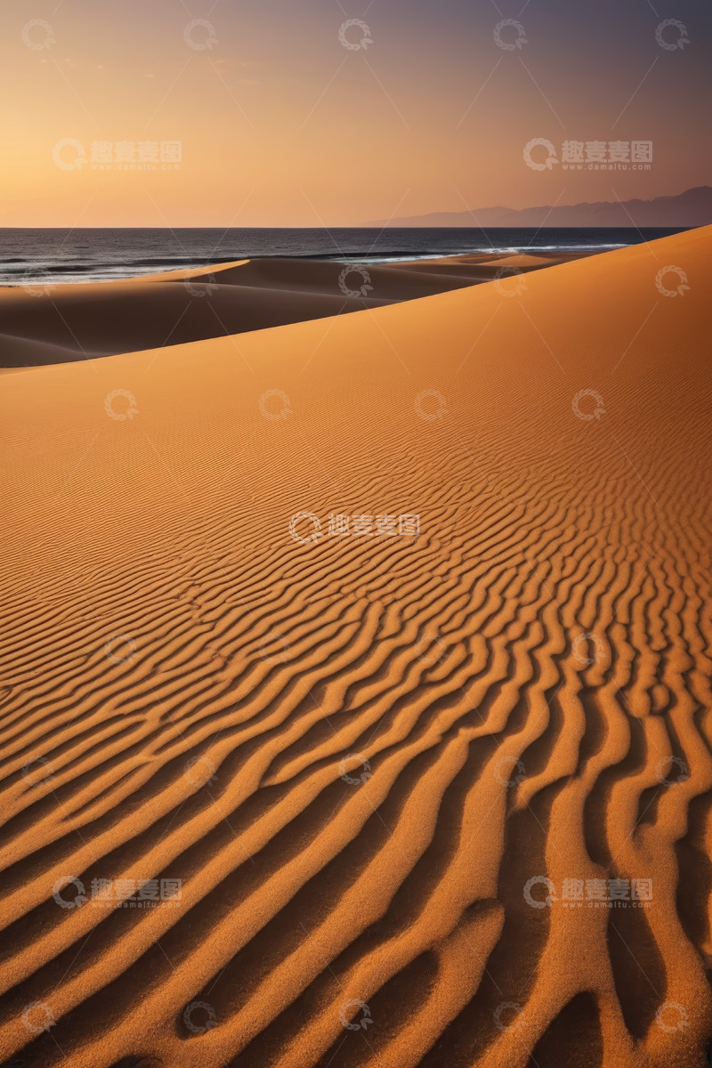 高清大图下载【趣麦麦图】海边沙漠日落自然风光