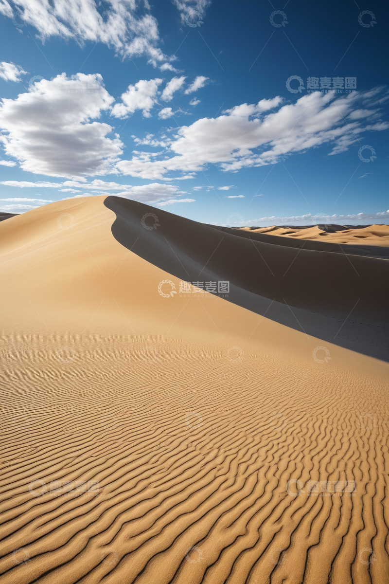 高清大图下载【趣麦麦图】广袤沙漠蓝天白云景观