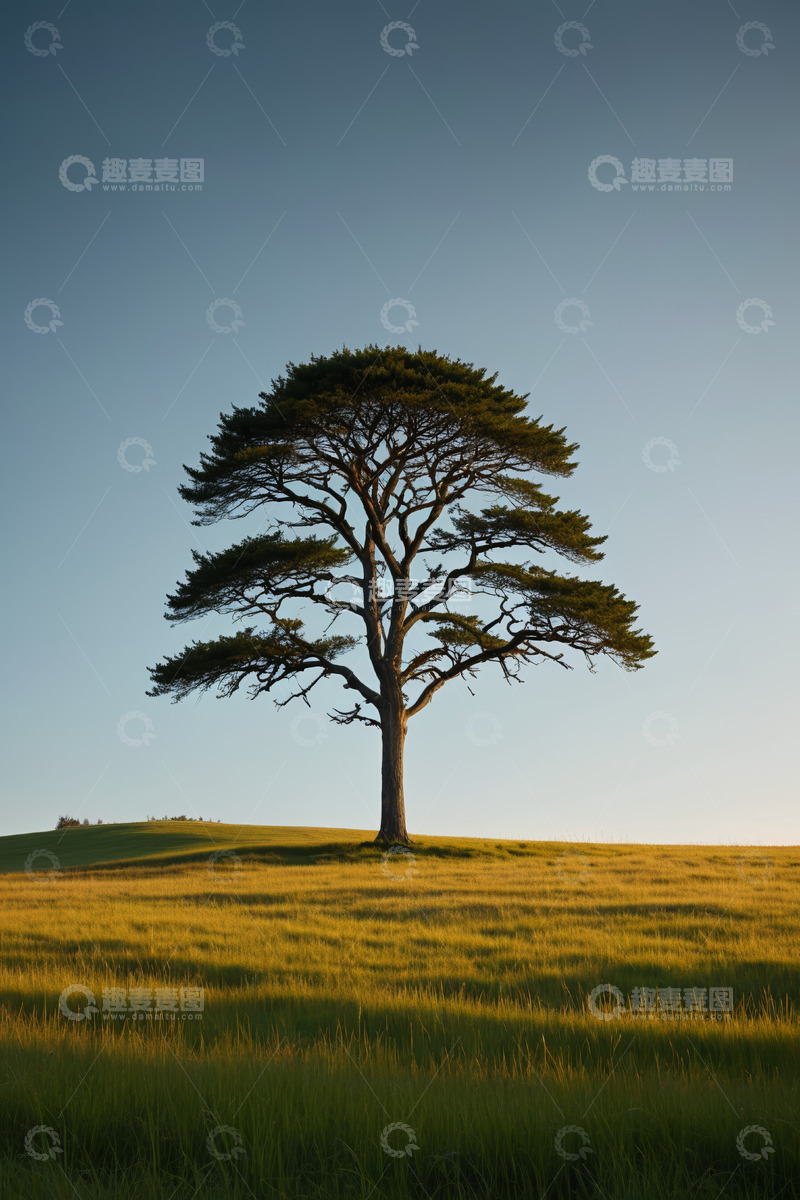 高清大图下载【趣麦麦图】草原上的独立树木景观