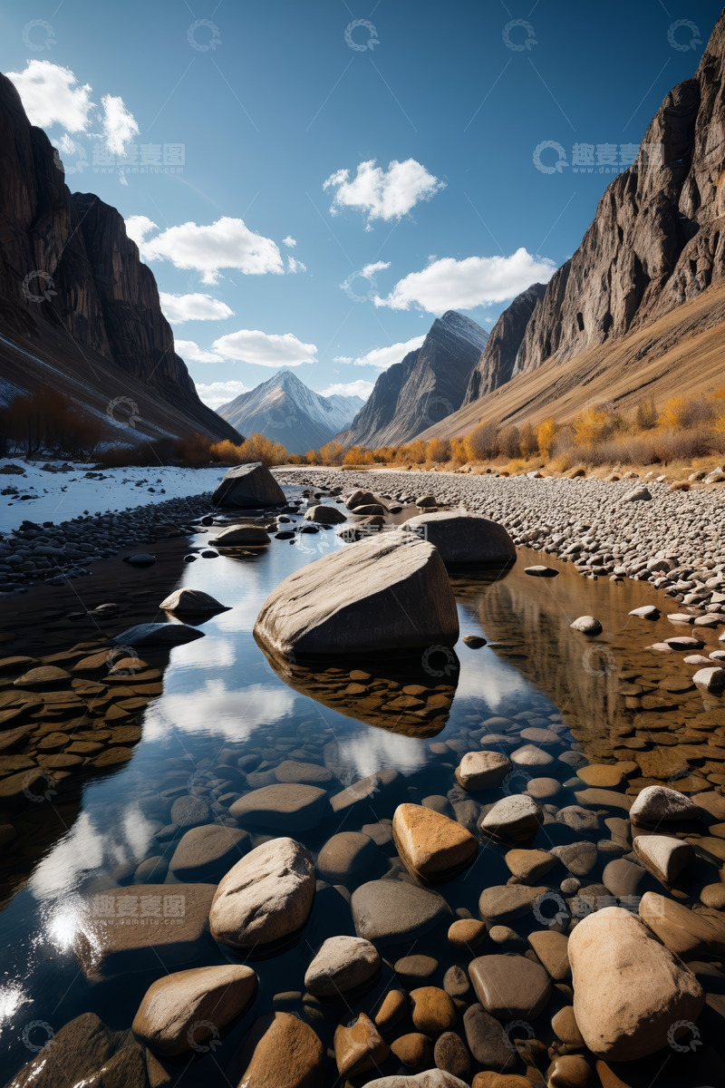 高清大图下载【趣麦麦图】山间河流与岩石自然风光