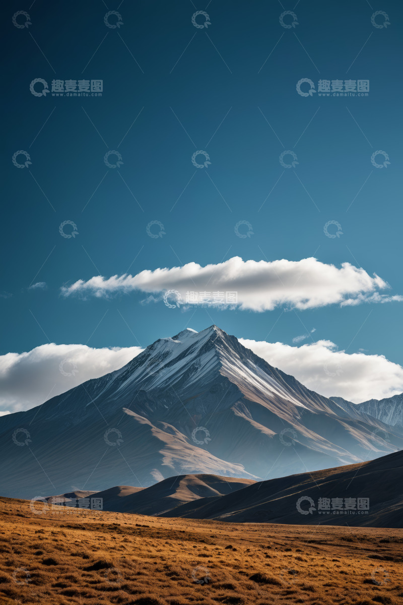 高清大图下载【趣麦麦图】雪山下的广袤原野景观