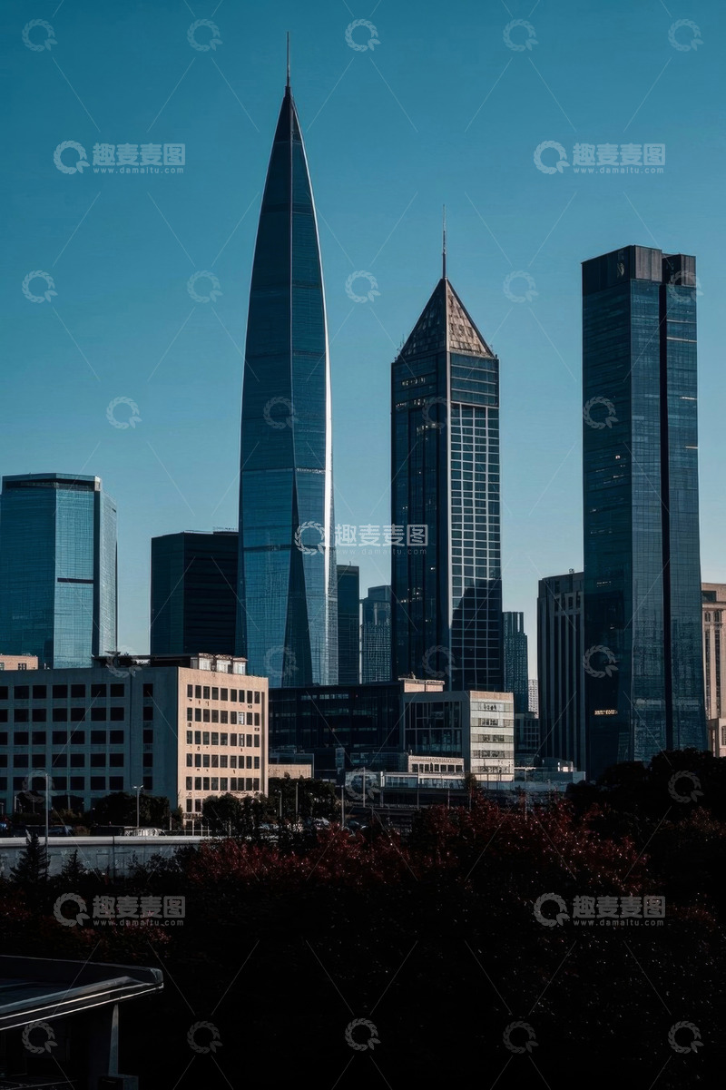 高清大图下载【趣麦麦图】现代城市高楼建筑群景观