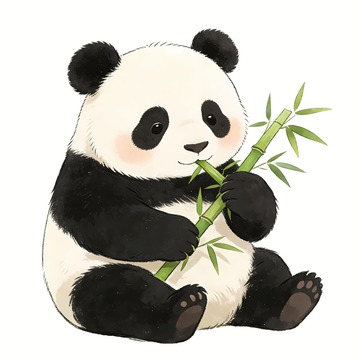 大熊猫认真吃竹子