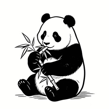 一只大熊猫吃竹子