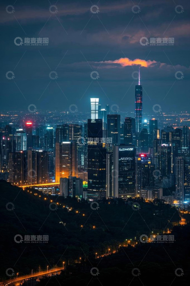 高清大图下载【趣麦麦图】城市高楼夜景俯瞰