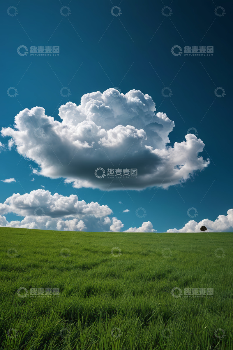 高清大图下载【趣麦麦图】广阔草原上的蓝天白云